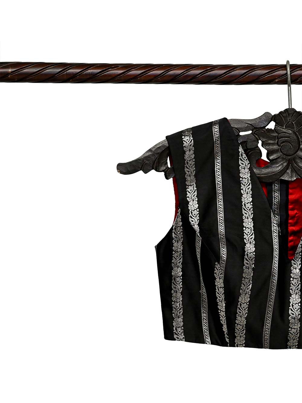 Black Silk Banarasi Ready-Made Blouse - Sacred Weaves