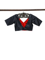 Black Satin Silk Banarasi Ready-Made Blouse - Sacred Weaves