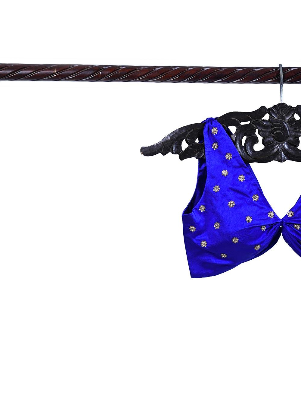 Blue Satin Silk Embroidery Banarasi Ready-Made Blouse - Sacred Weaves