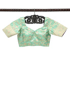 Green Meenakari Jaal Katan Silk Banarasi Ready-Made Blouse