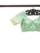 Green Meenakari Jaal Katan Silk Banarasi Ready-Made Blouse