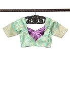 Green Meenakari Jaal Katan Silk Banarasi Ready-Made Blouse
