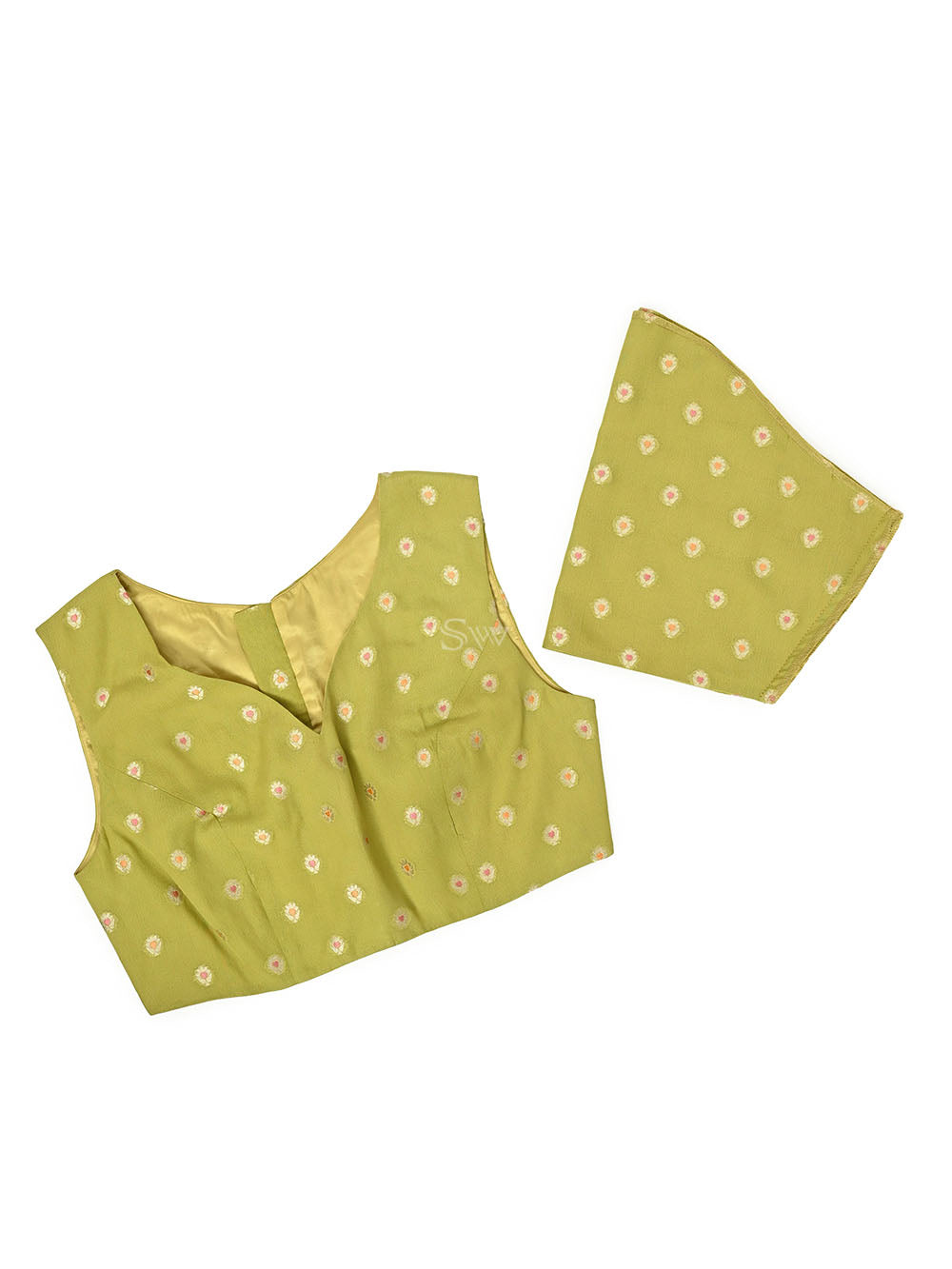 Green Meenakari Georgette Banarasi Ready-made Blouse - Sacred Weaves