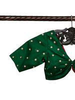 Bottle Green Satin Silk Embroidery Banarasi Ready-Made Blouse - Sacred Weaves