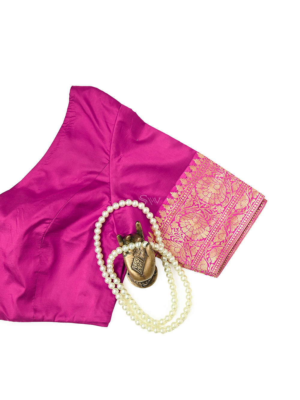 Magenta Katan Silk Banarasi Ready-Made Blouse - Sacred Weaves