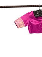 Magenta Katan Silk Banarasi Ready-Made Blouse - Sacred Weaves