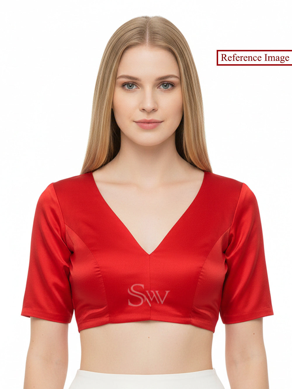 Red Satin Silk Banarasi Ready-Made Blouse - Sacred Weaves