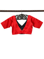 Red Satin Silk Banarasi Ready-Made Blouse - Sacred Weaves