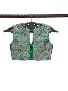 Bottle Green Satin Brocade Banarasi Ready-made Blouse - Sacred Weaves