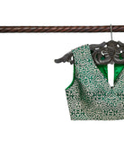 Bottle Green Satin Brocade Banarasi Ready-made Blouse - Sacred Weaves