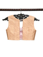 Pastel Pink Tissue Brocade Banarasi Ready-made Blouse - Sacred Weaves