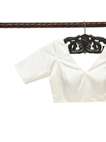 Off-White Satin Silk Banarasi Ready-Made Blouse - Sacred Weaves