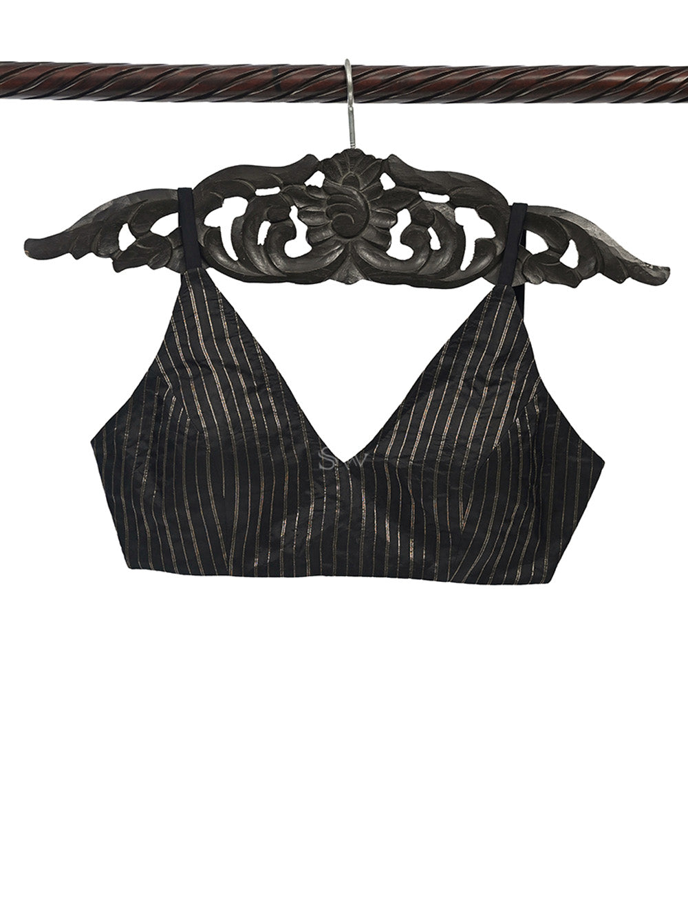 Black Katan Silk Banarasi Ready-Made Blouse