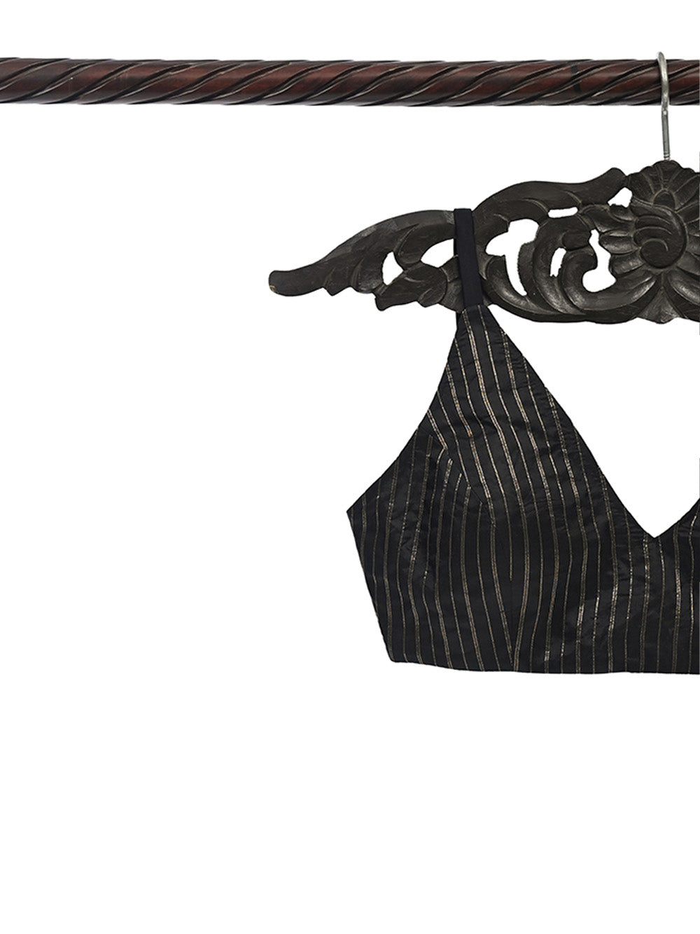 Black Katan Silk Banarasi Ready-Made Blouse