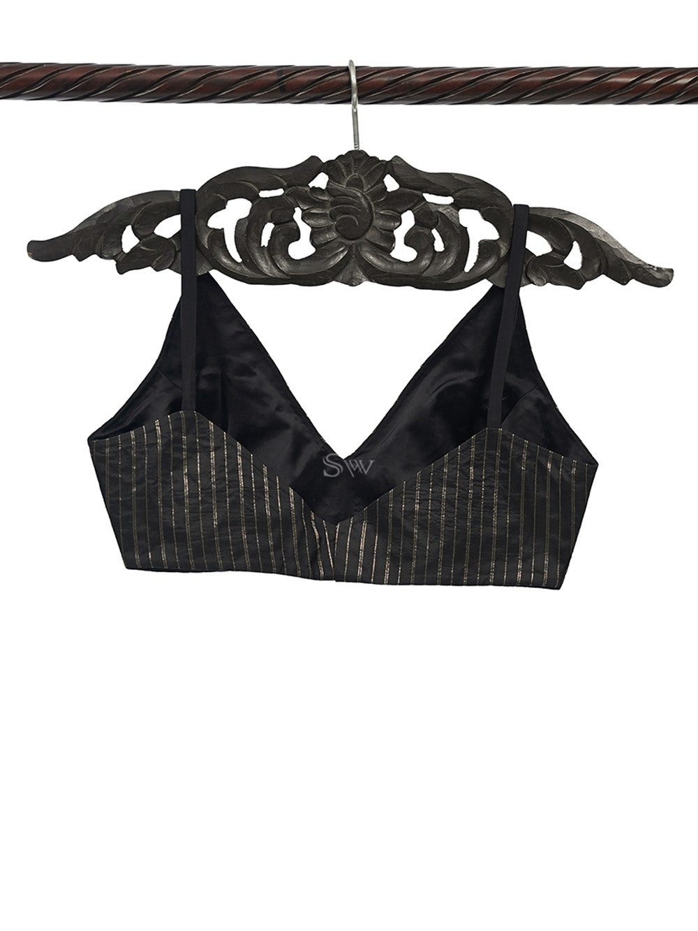 Black Katan Silk Banarasi Ready-Made Blouse
