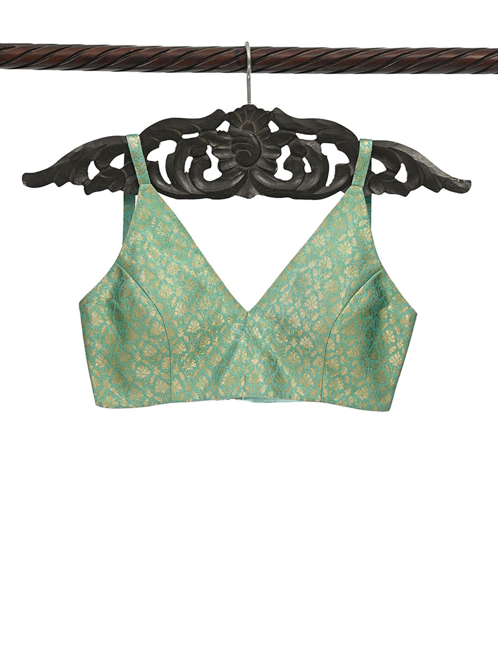 Green Brocade Katan Silk Banarasi Ready-Made Blouse - Sacred Weaves