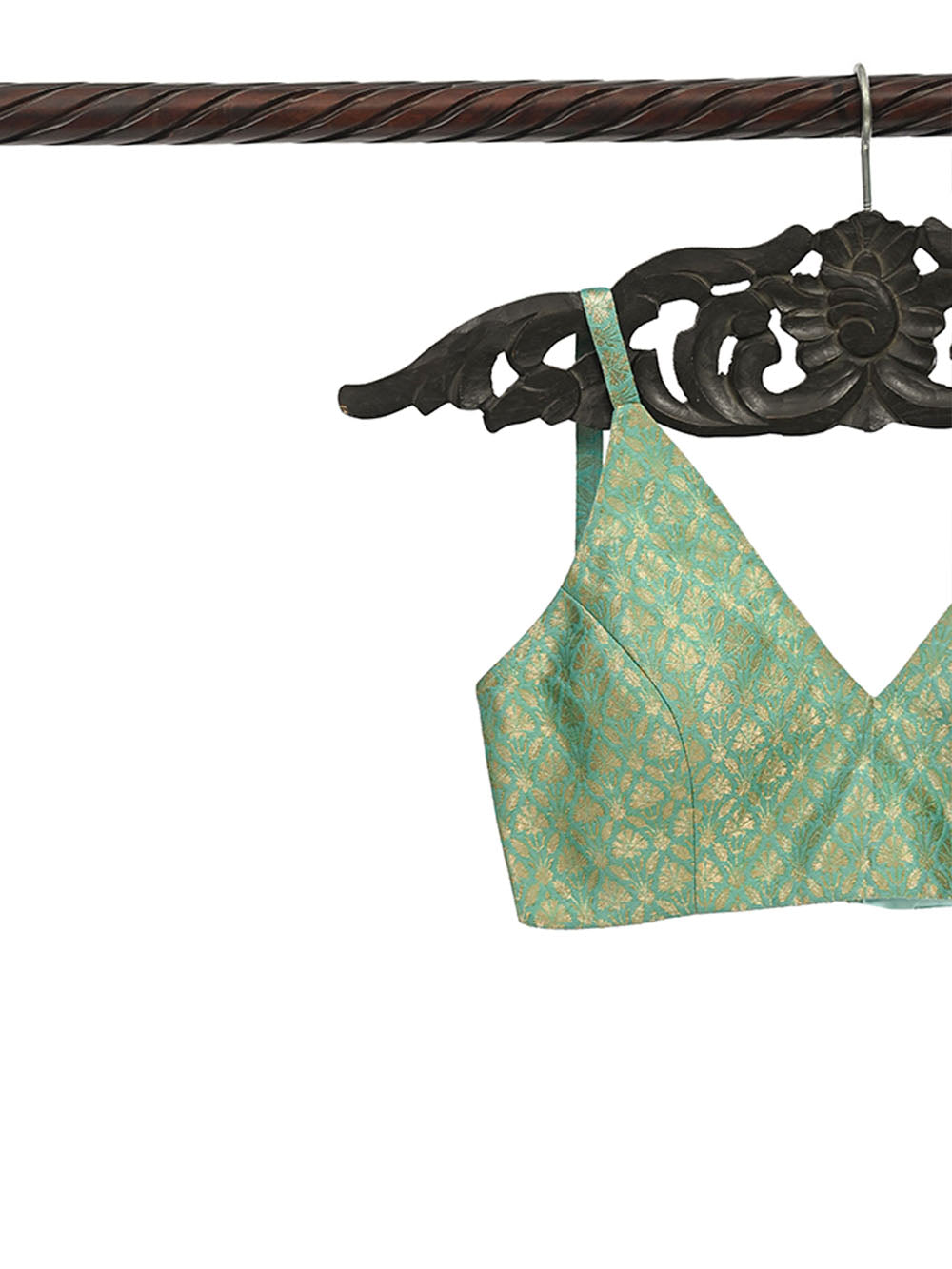 Green Brocade Katan Silk Banarasi Ready-Made Blouse - Sacred Weaves