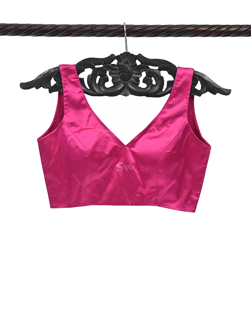 Dark Pink Satin Silk Banarasi Ready-Made Blouse - Sacred Weaves