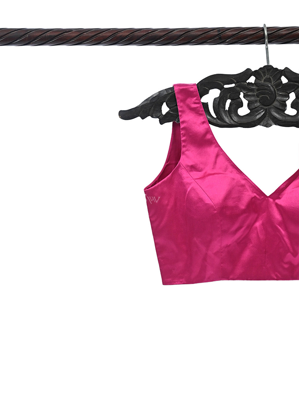 Dark Pink Satin Silk Banarasi Ready-Made Blouse - Sacred Weaves