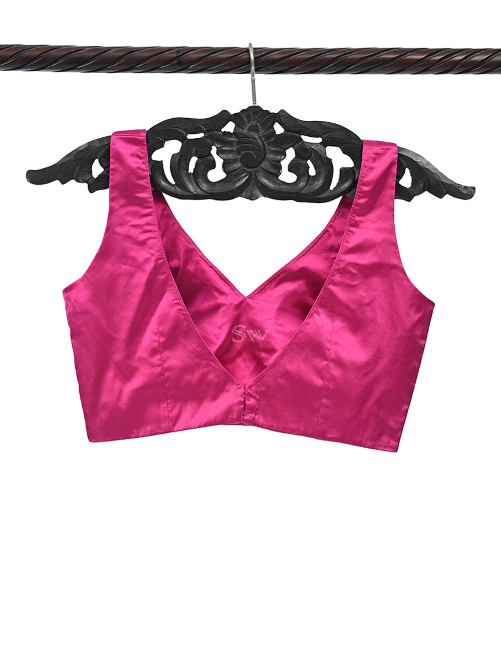 Dark Pink Satin Silk Banarasi Ready-Made Blouse - Sacred Weaves