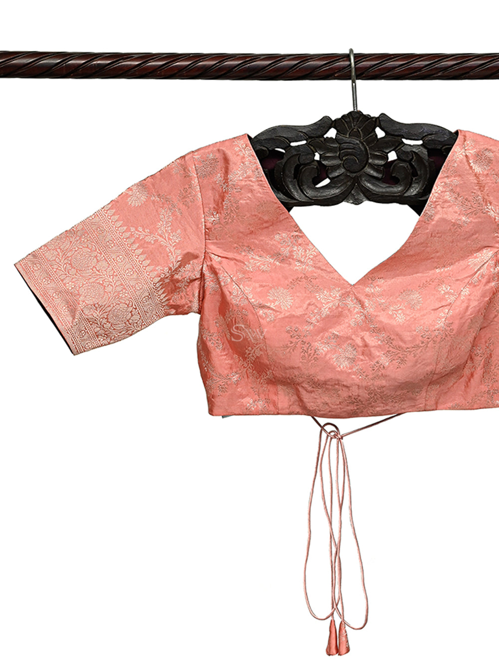 Pink Uppada Silk Banarasi Ready-Made Blouse - Sacred Weaves