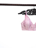 Pastel Pink Brocade Katan Silk Banarasi Ready-made Blouse