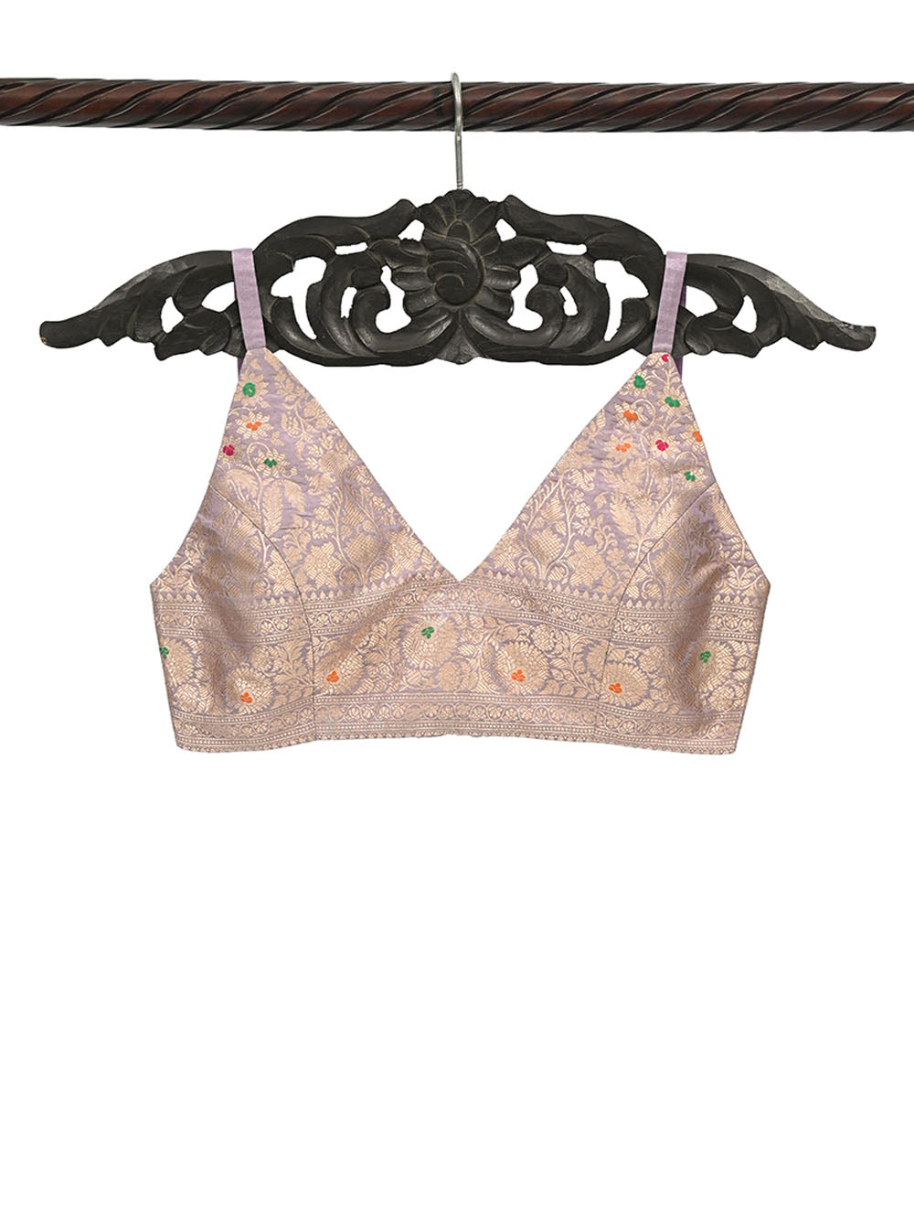 Pastel Purple Meenakari Uppada Silk Banarasi Ready-Made Blouse - Sacred Weaves