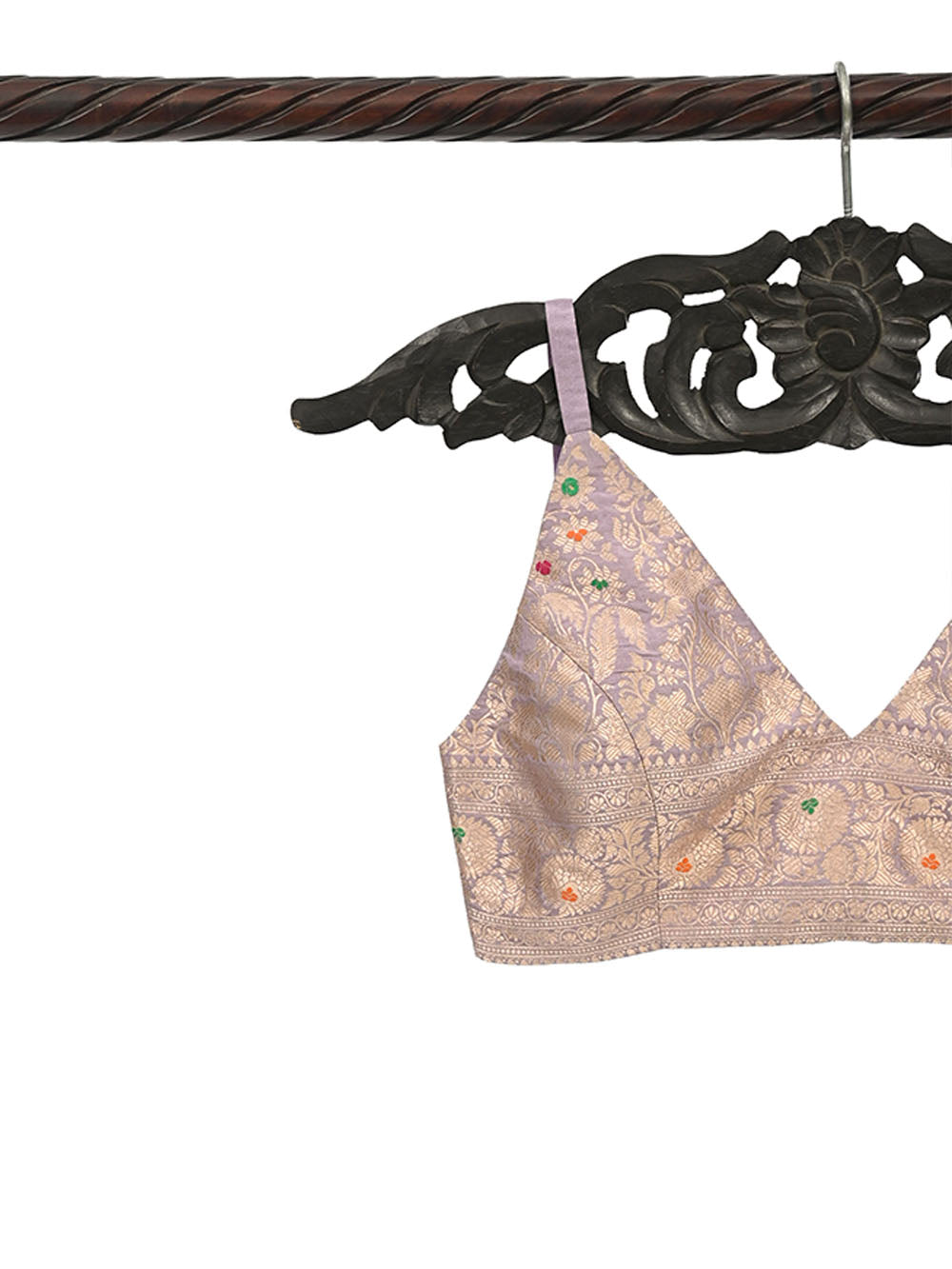 Pastel Purple Meenakari Uppada Silk Banarasi Ready-Made Blouse - Sacred Weaves