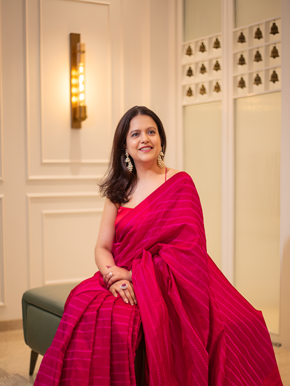 Pink Red Satin Tanchoi Handloom Banarasi Saree
