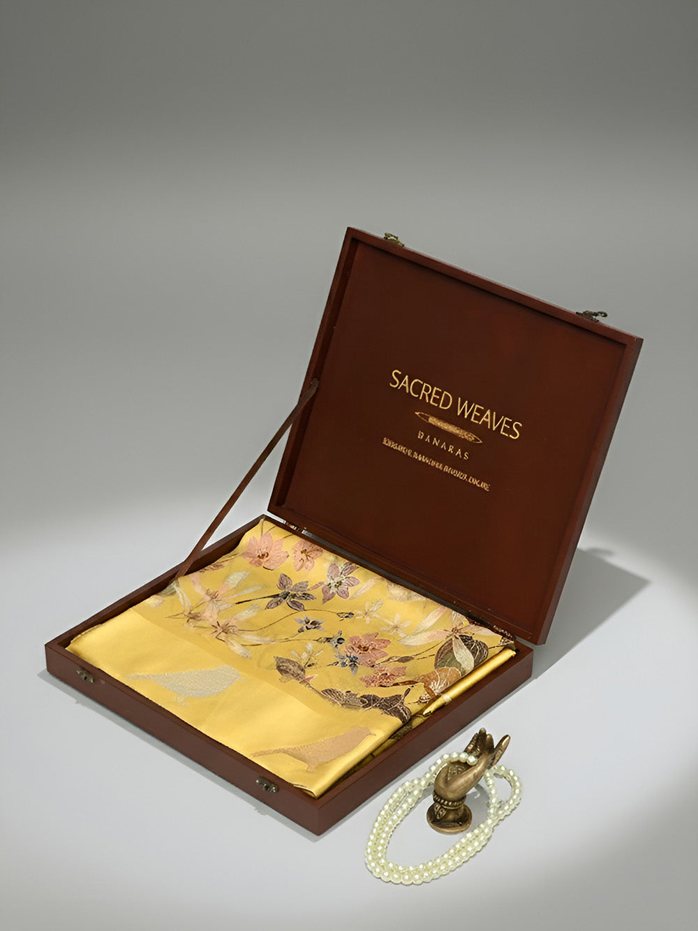 Yellow Printed Pure Silk Handloom Banarasi Saree