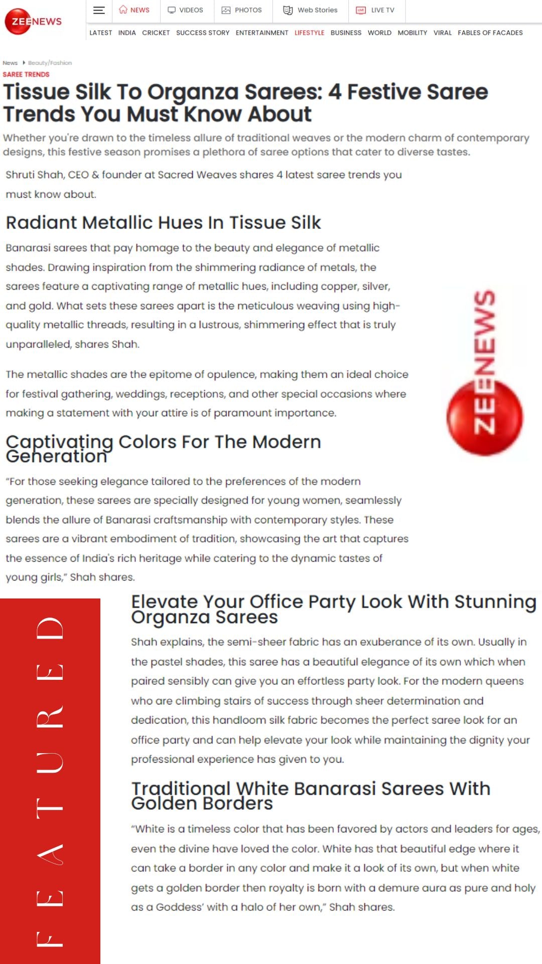 Tissue Silk To Organza Sarees: 4 Festive Saree Trends You Must Know About