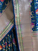 Blue Meenakari Katan Silk Handloom Banarasi Saree - Sacred Weaves
