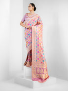 Onion Pink Rangkat Katan Silk Handloom Banarasi Saree - Sacred Weaves
