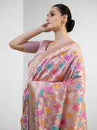 Onion Pink Rangkat Katan Silk Handloom Banarasi Saree - Sacred Weaves