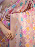 Onion Pink Rangkat Katan Silk Handloom Banarasi Saree - Sacred Weaves