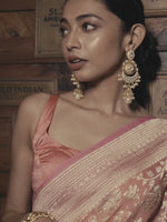 Pastel Pink Jaal Khaddi Georgette Handloom Banarasi Saree