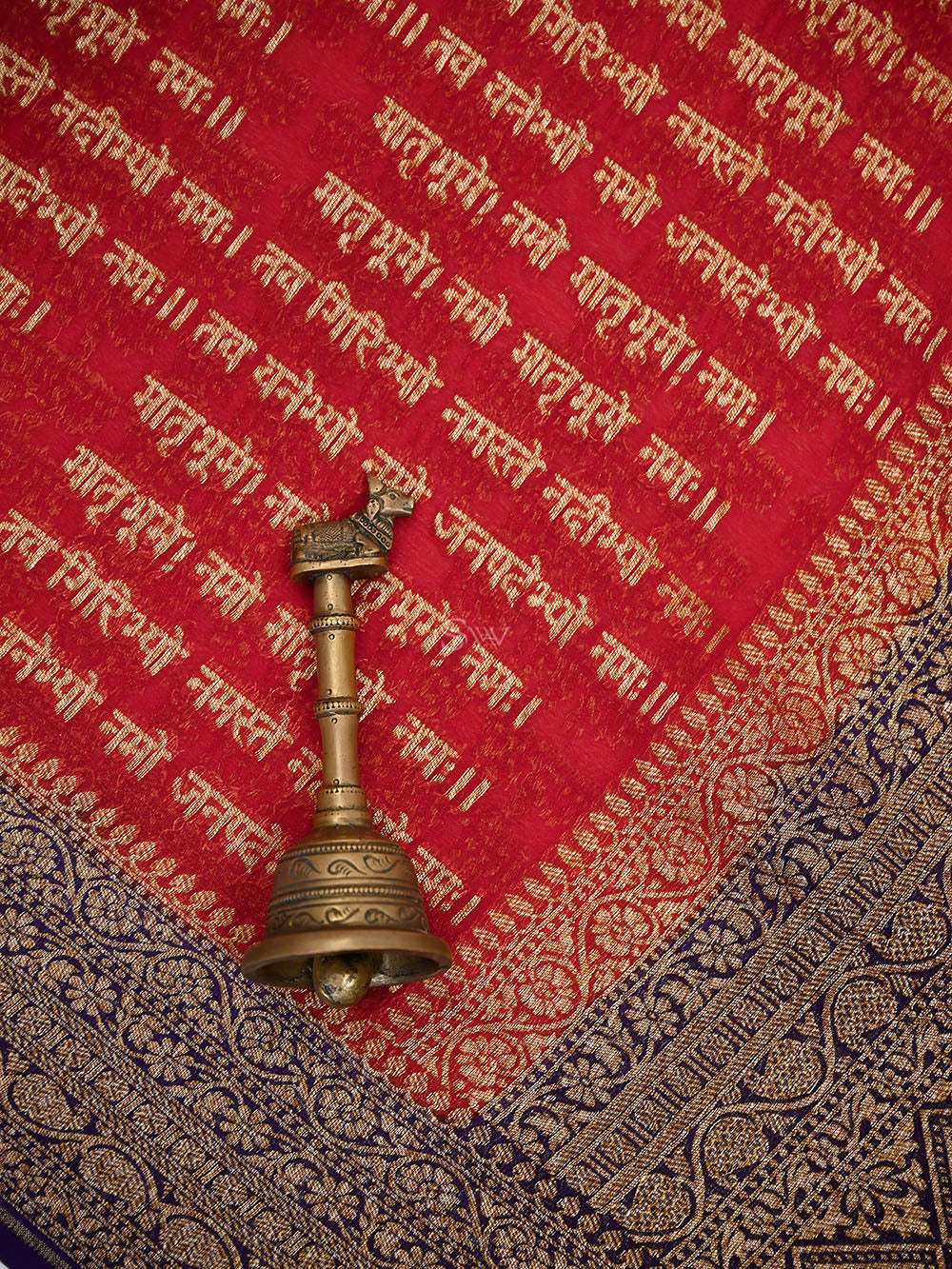 Red Mantra Khaddi Georgette Handloom Banarasi Saree - Sacred Weaves