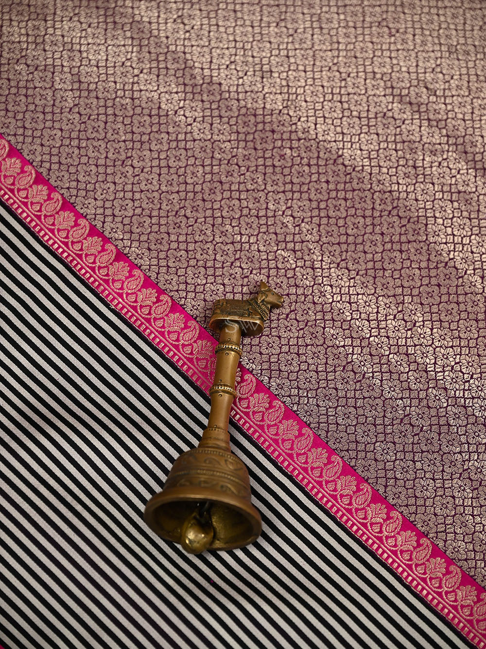 Wine Silk Brocade Handloom Banarasi Saree