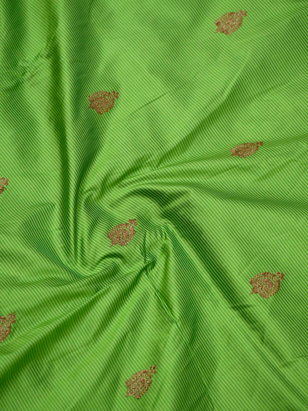 Green Stripe Katan Silk Handloom Banarasi Saree - Sacred Weaves