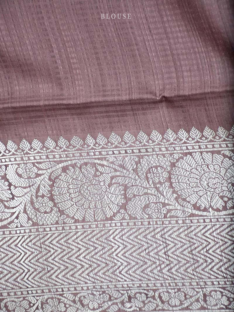 Pastel Beige Dupion Silk Leheriya Handloom Banarasi Saree - Sacred Weaves