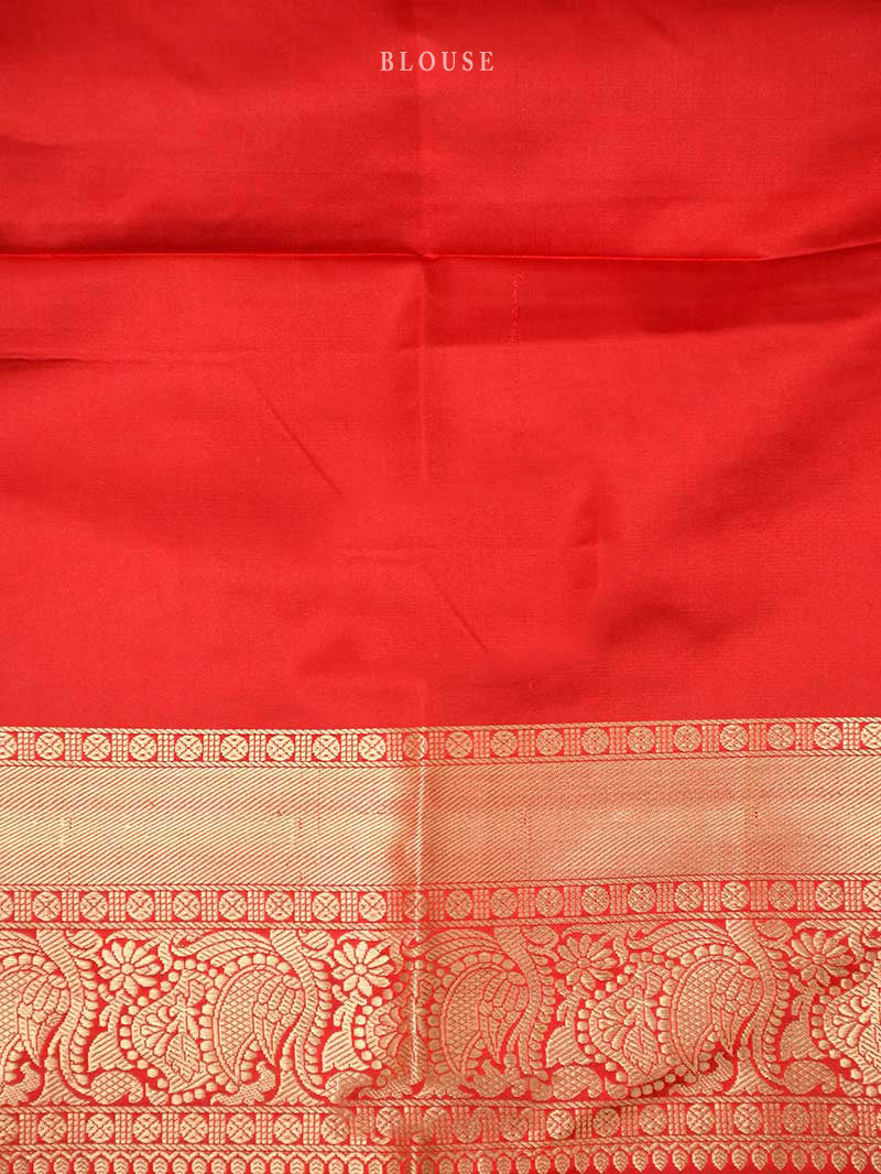Red Tanchoi Silk Handloom Banarasi Saree - Sacred Weaves
