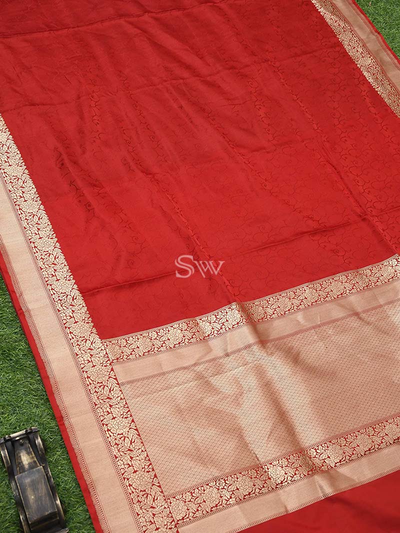 Red Tanchoi Silk Handloom Banarasi Saree - Sacred Weaves