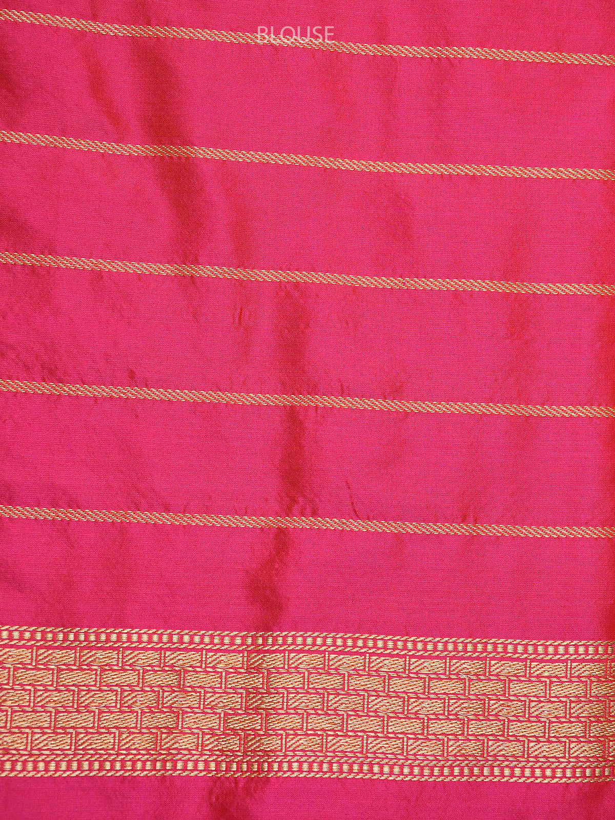 Pink-Orange Stripe Katan Silk Handloom Banarasi Saree - Sacred Weaves