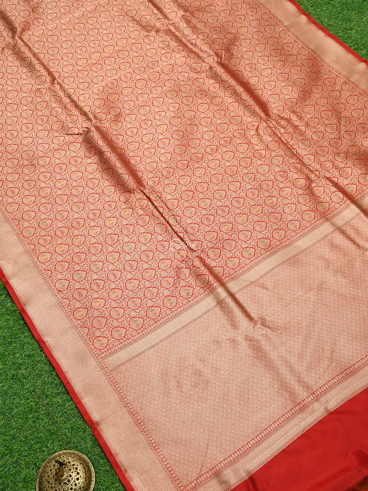 Red Katan Silk Brocade Handloom Banarasi Saree - Sacred Weaves