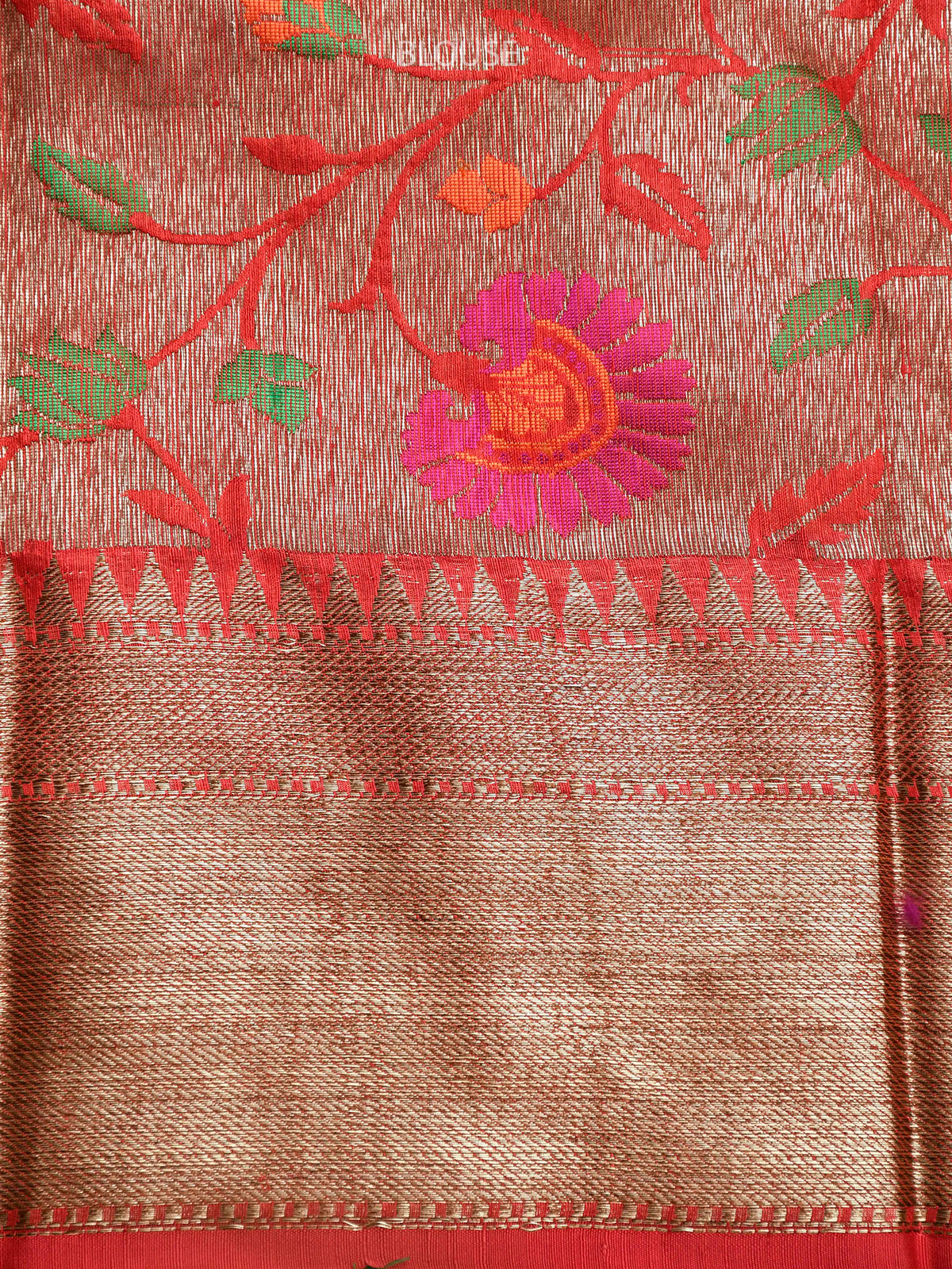 Maroon-Grey Check Dupion Silk Handloom Banarasi Saree - Sacred Weaves