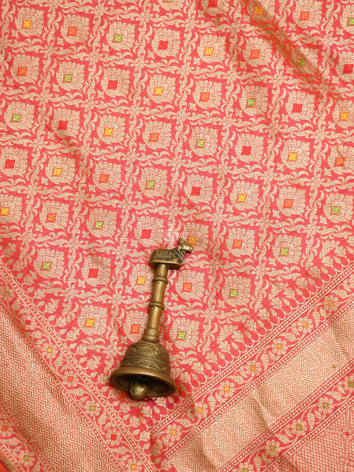 Pink-Orange Katan Silk Brocade Handloom Banarasi Saree - Sacred Weaves