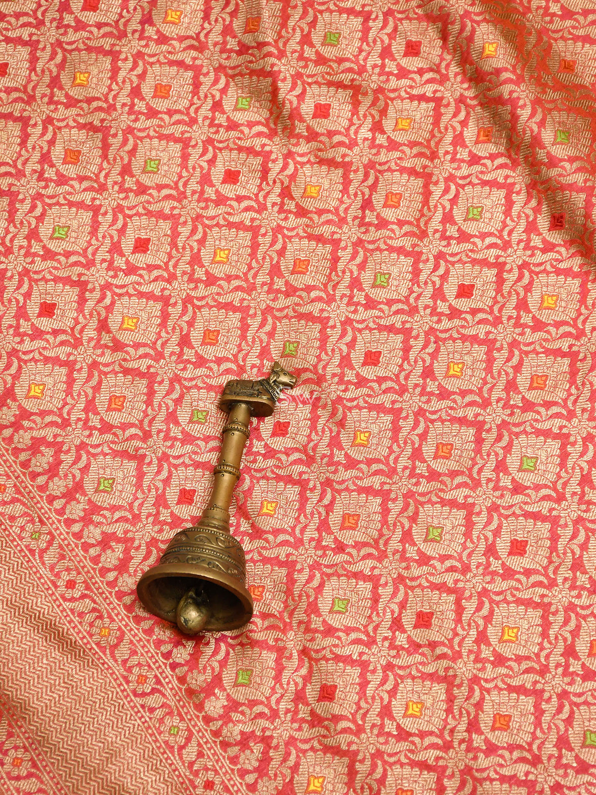 Pink-Orange Katan Silk Brocade Handloom Banarasi Saree - Sacred Weaves