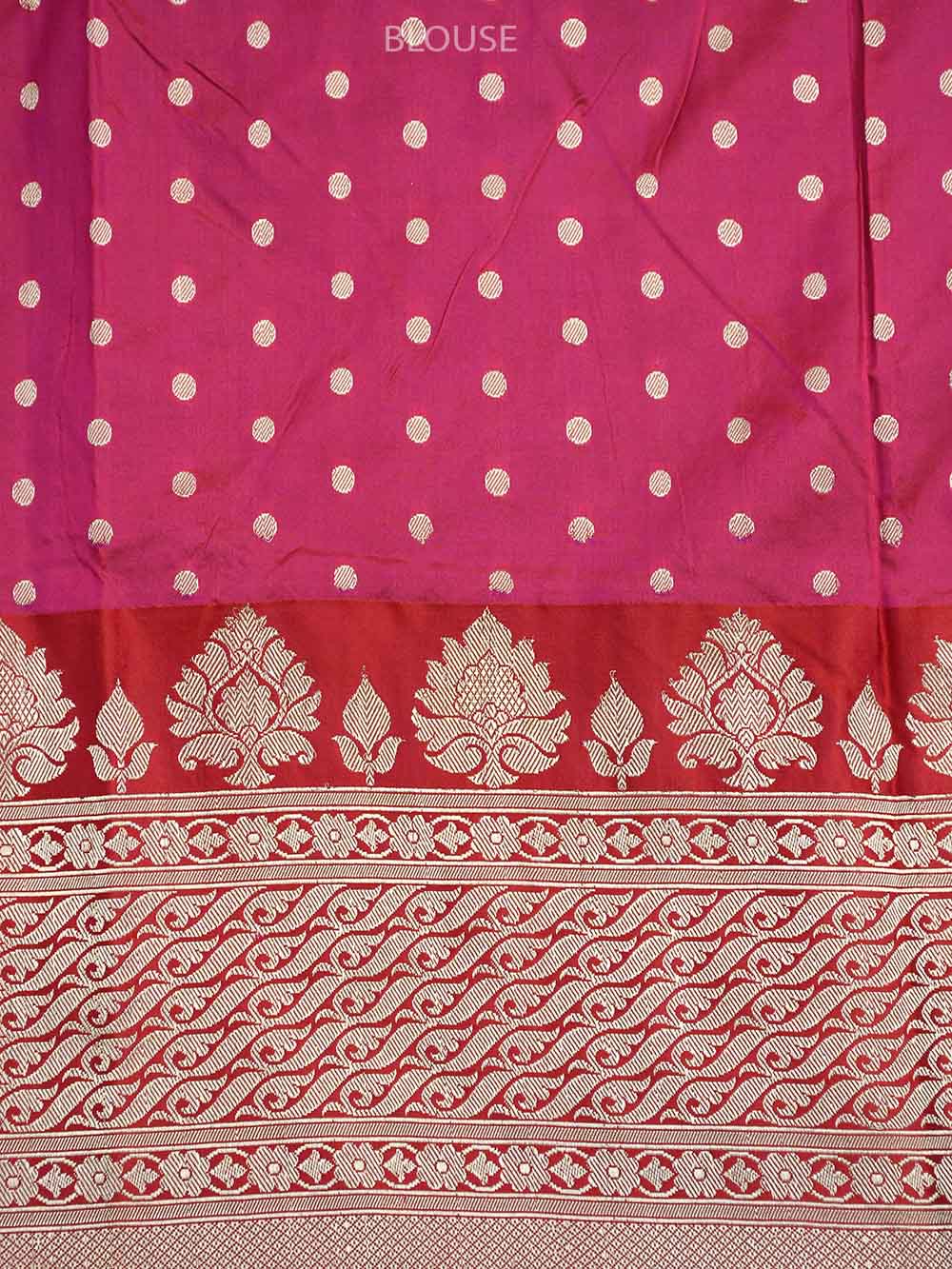Pink Red Plain Katan Silk Handloom Banarasi Saree - Sacred Weaves