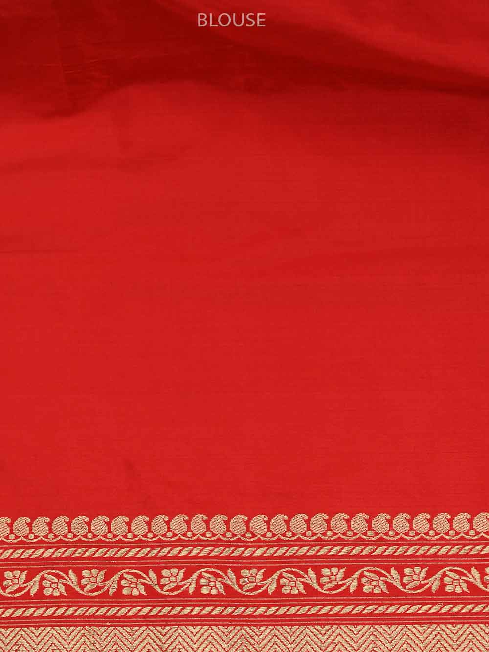 Red Jaal Katan Silk Handloom Banarasi Saree - Sacred Weaves
