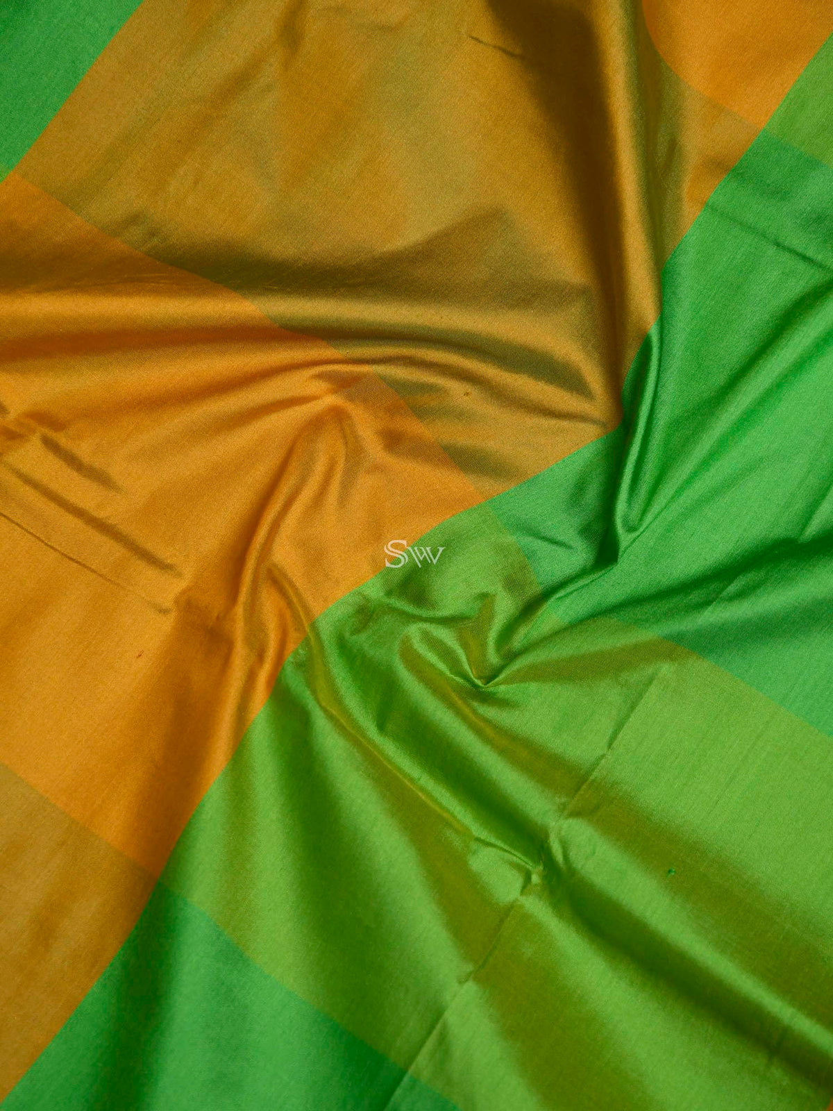 Yellow Green Katan Silk Handloom Banarasi Saree - Sacred Weaves